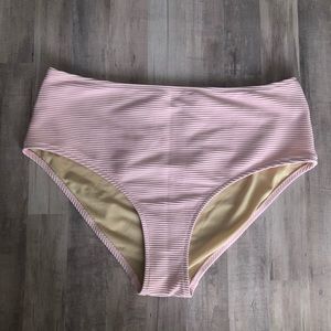 Light Pink Ribbed High Waisted Bikini Bottoms